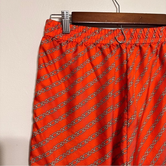 J. Crew Collection Chain Silk Pull-on Cropped Pant Size 4 Red Gold - Picture 7 of 8